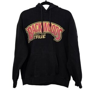 Backwoods Always True Hoodie Mens L Black Pullover Streetwear Thrashed Graphic